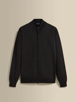 New Merino Wool Zip-Through Mock Neck Knit Knitwear