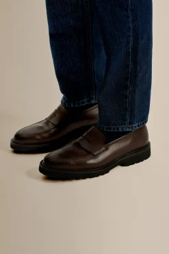 Sale Pebble Grain Leather Penny Loafer Shoes Shoes