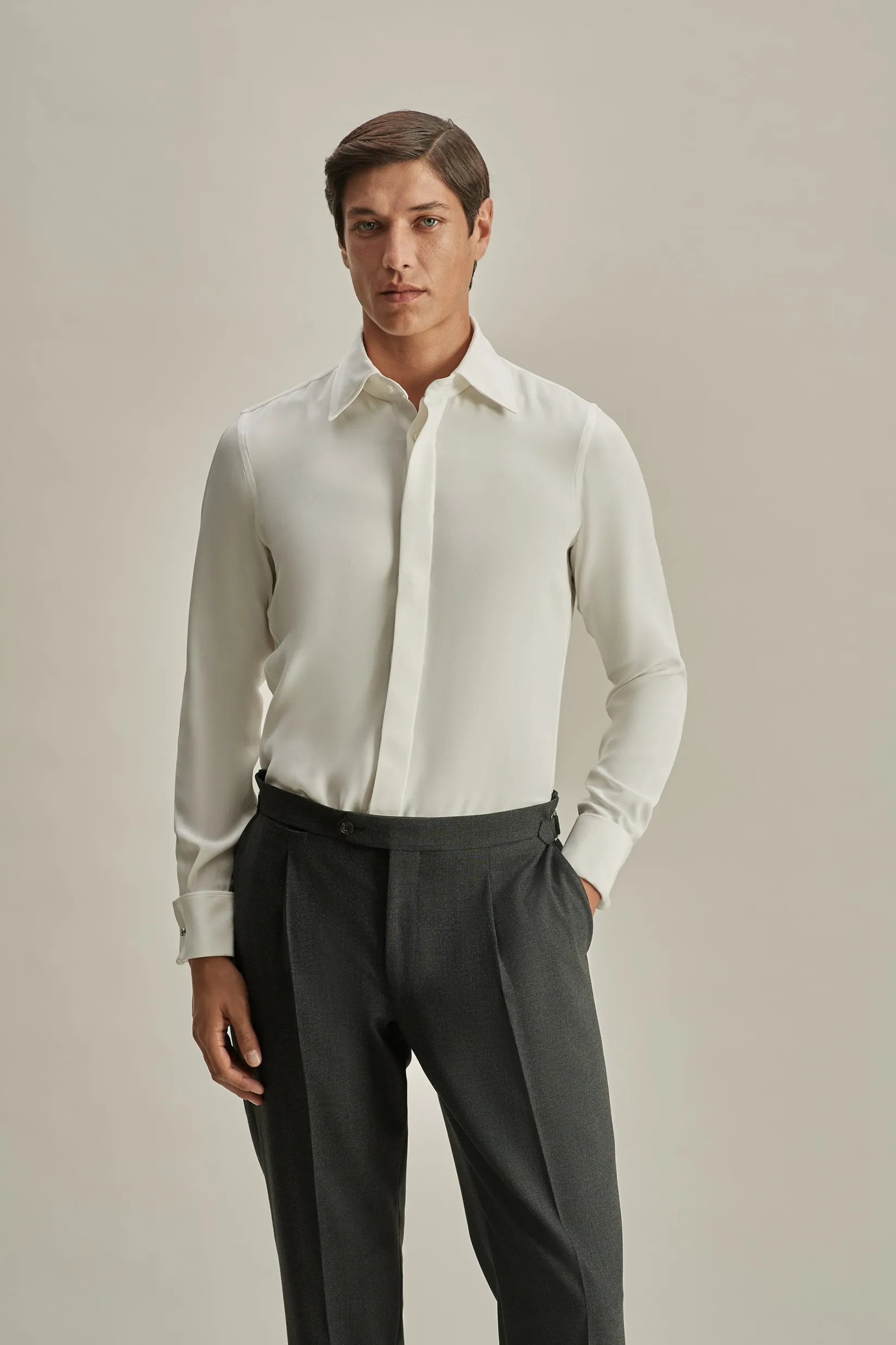 Silk Lecce Collar Fly Front Shirt Shirts