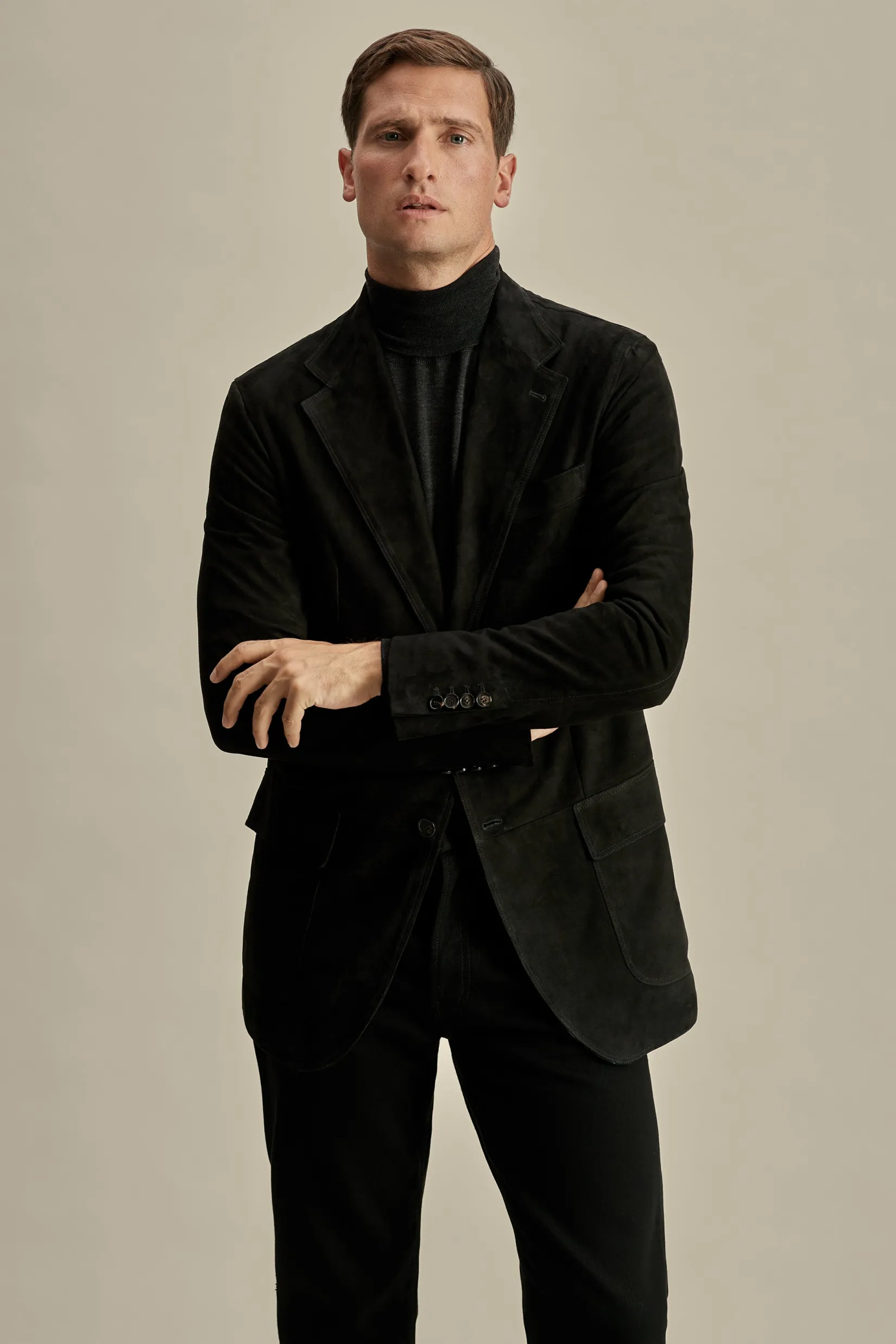 Hot Suede Notch Lapel Jacket Outerwear