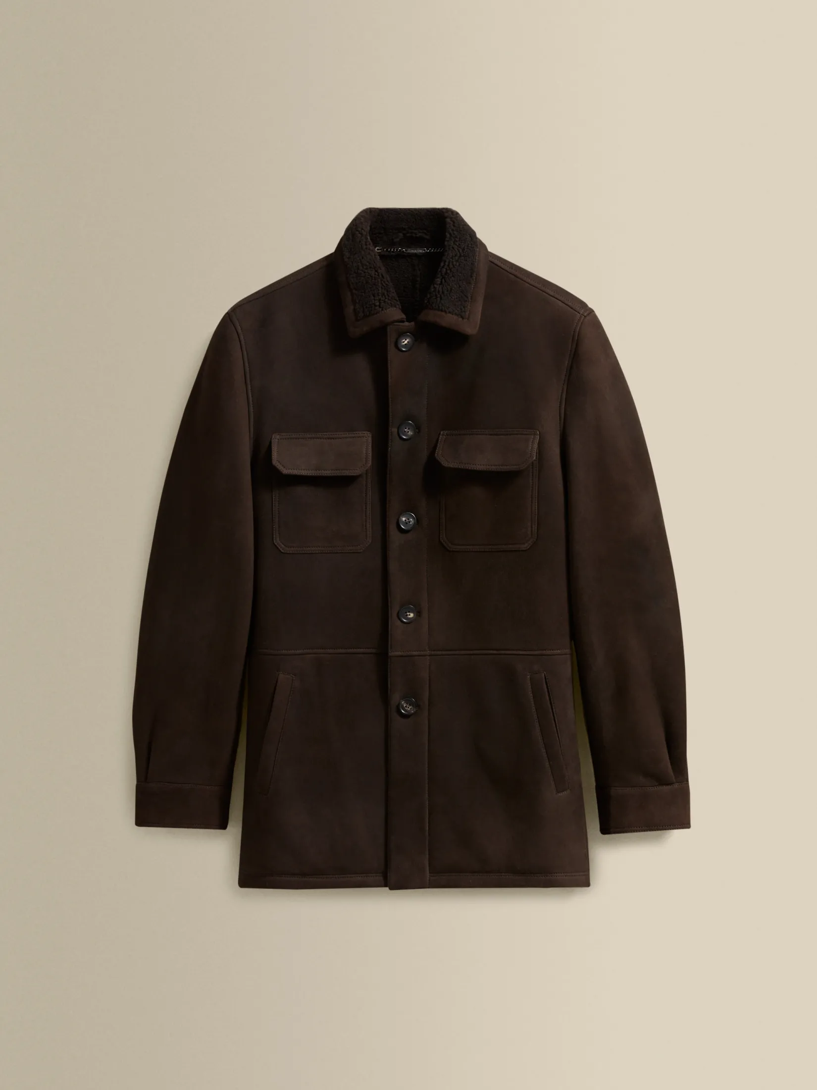 Online Suede Shearling Button Through Jacket Outerwear
