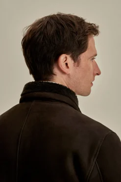 Online Suede Shearling Button Through Jacket Outerwear