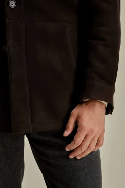 Online Suede Shearling Button Through Jacket Outerwear