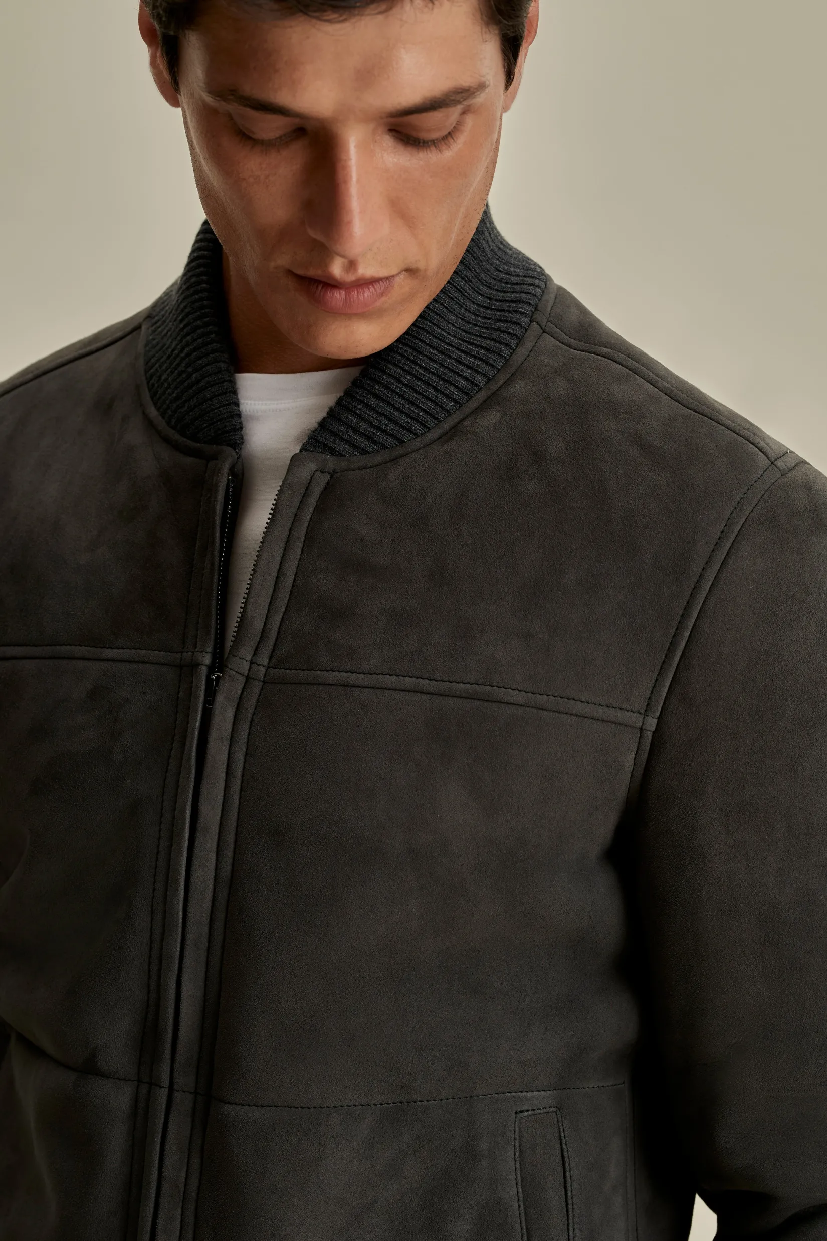 New Suede Sheepskin Bomber Jacket Outerwear