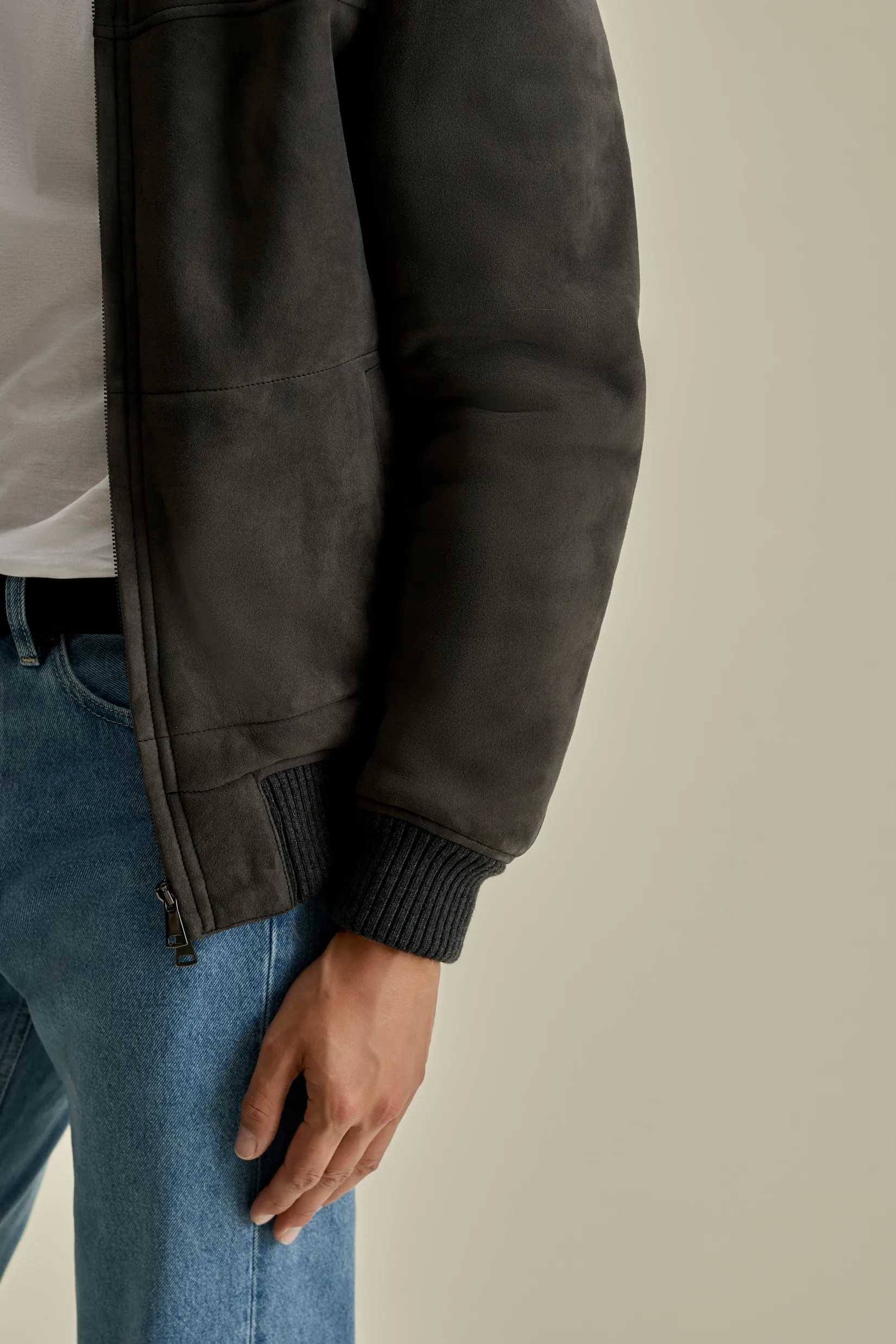 New Suede Sheepskin Bomber Jacket Outerwear