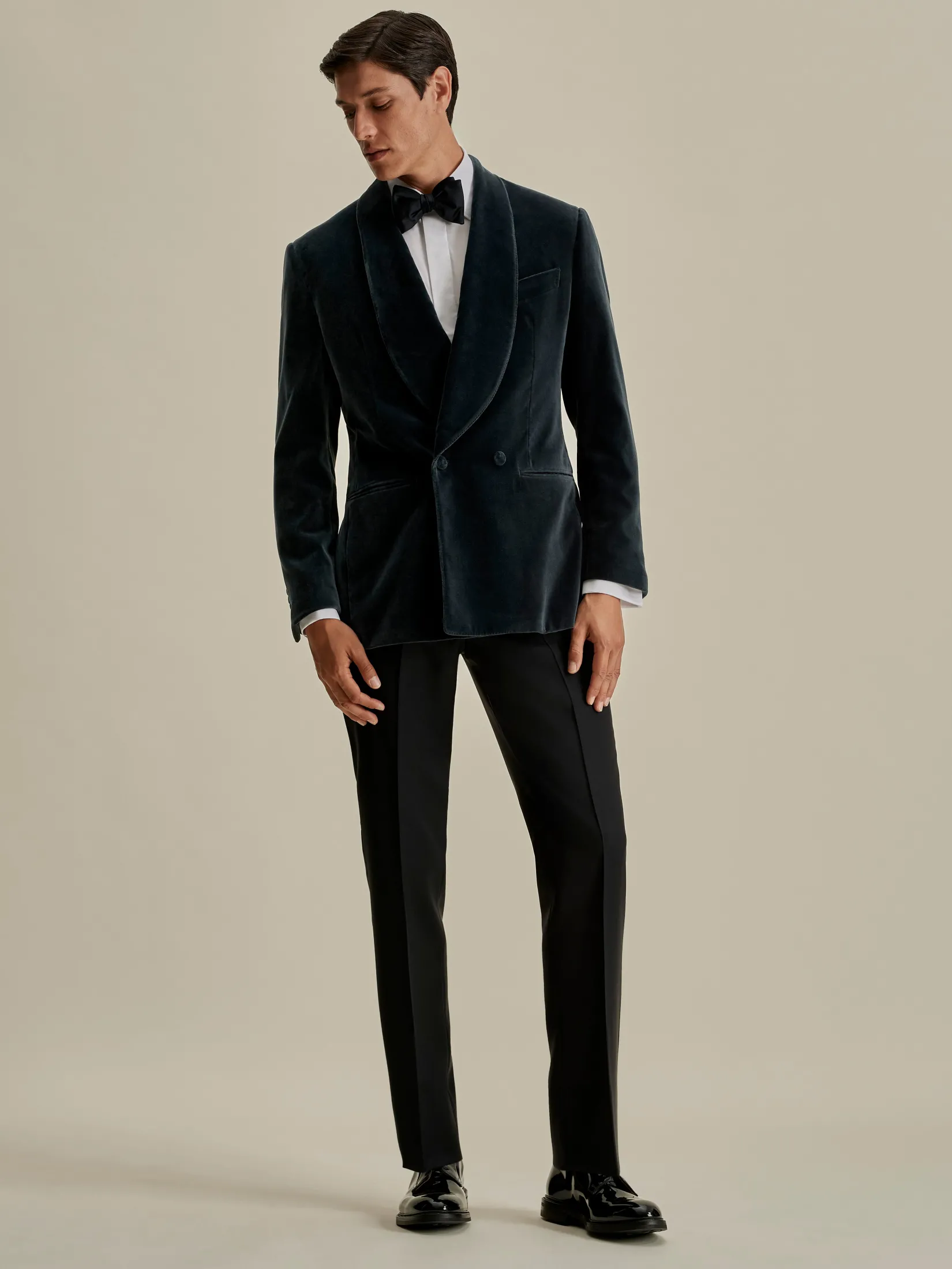 Hot Velvet Double Breasted Shawl Lapel Dinner Jacket Tailoring