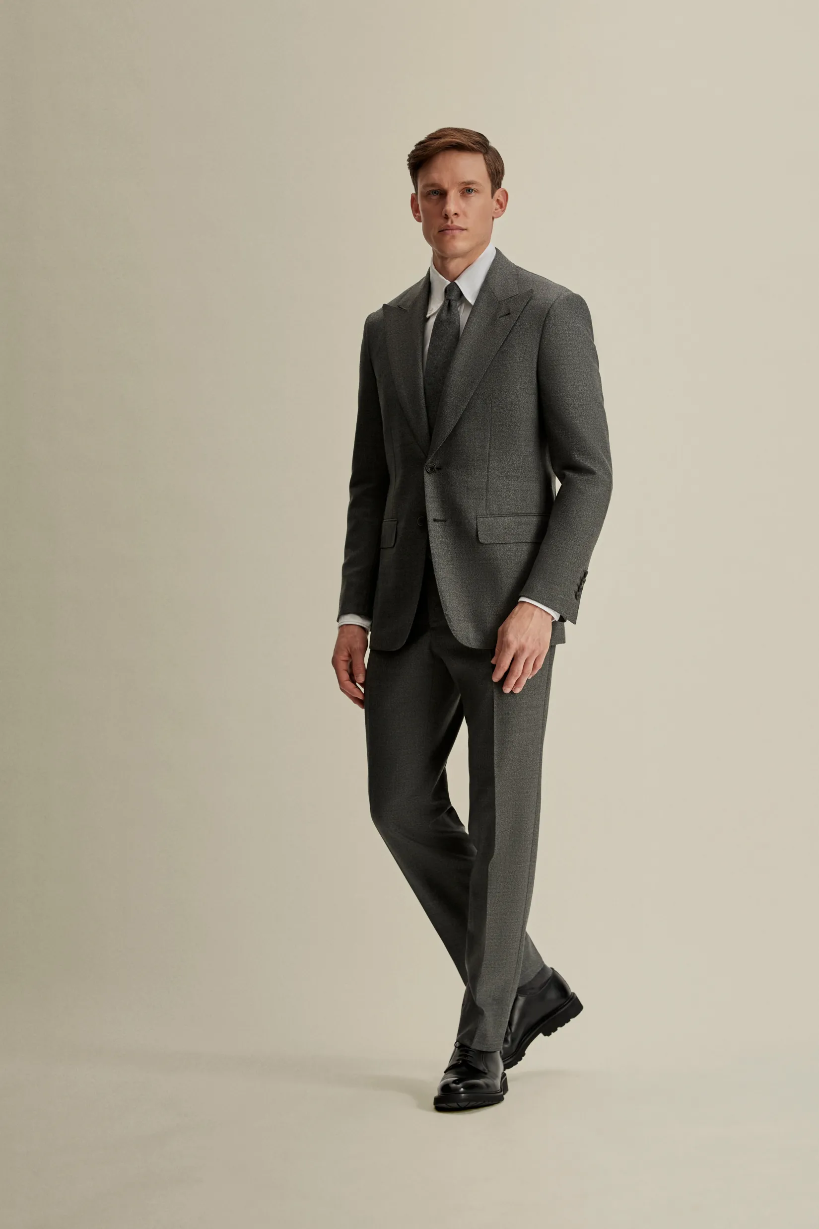 Outlet Wool Single Breasted Wide Peak Lapel Suit Tailoring