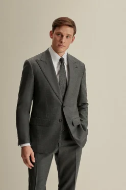 Outlet Wool Single Breasted Wide Peak Lapel Suit Tailoring