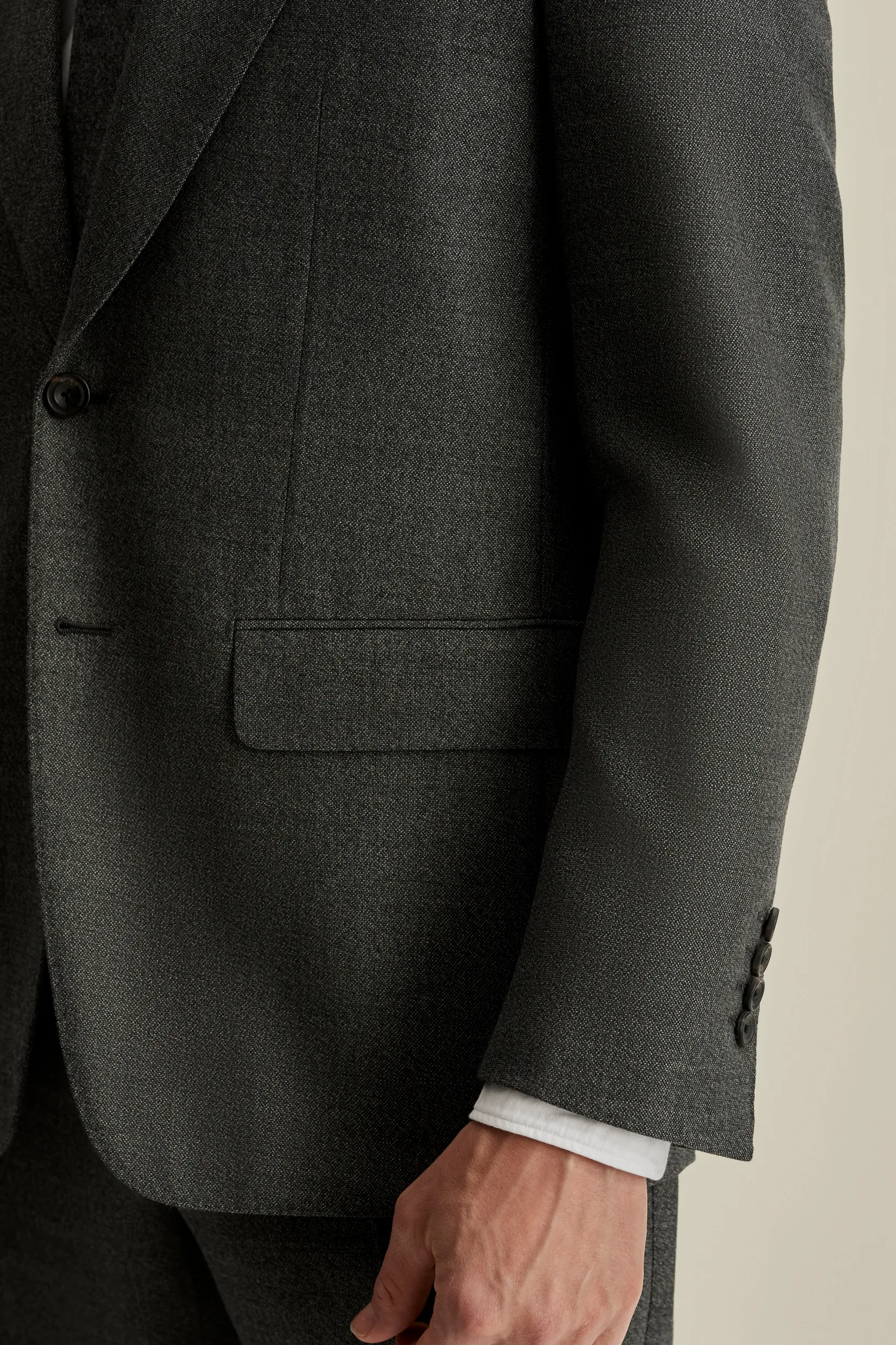 Outlet Wool Single Breasted Wide Peak Lapel Suit Tailoring
