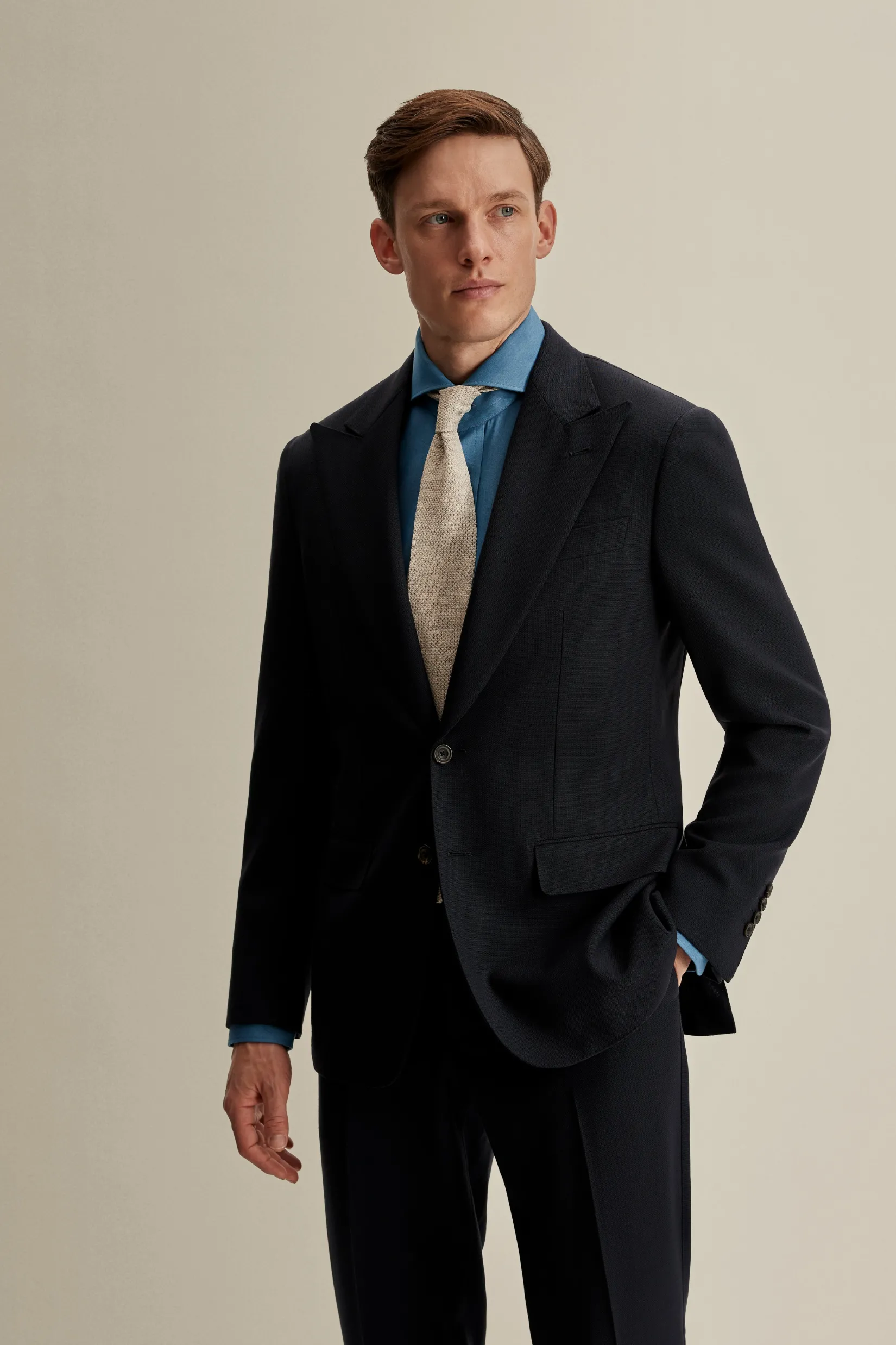 Clearance Wool Single Breasted Wide Peak Lapel Suit Tailoring